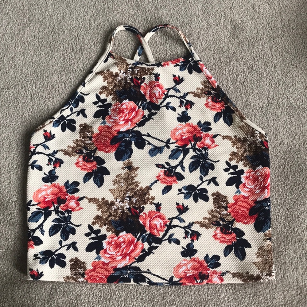 Floral Forever 21 high necked crop top